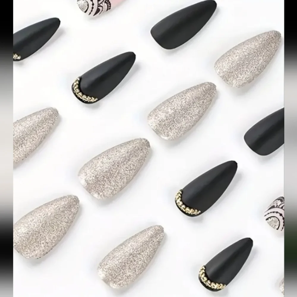 🔥3/$21  Matte Glitter and Rhinestones Wearable Art Press on nails
